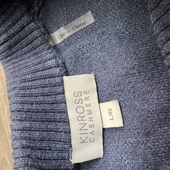 Kinross Cashmere Women's Ombré Blue Floral Sweater Size L - JL471 - Picture 6 of 6